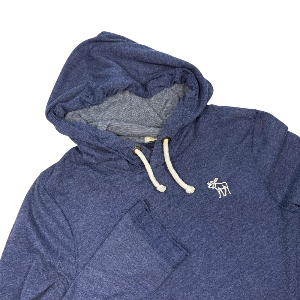 Abercrombie and Fitch Sweatshirt Hoodie Medium Muscle Fit Logo Drawstring Blue